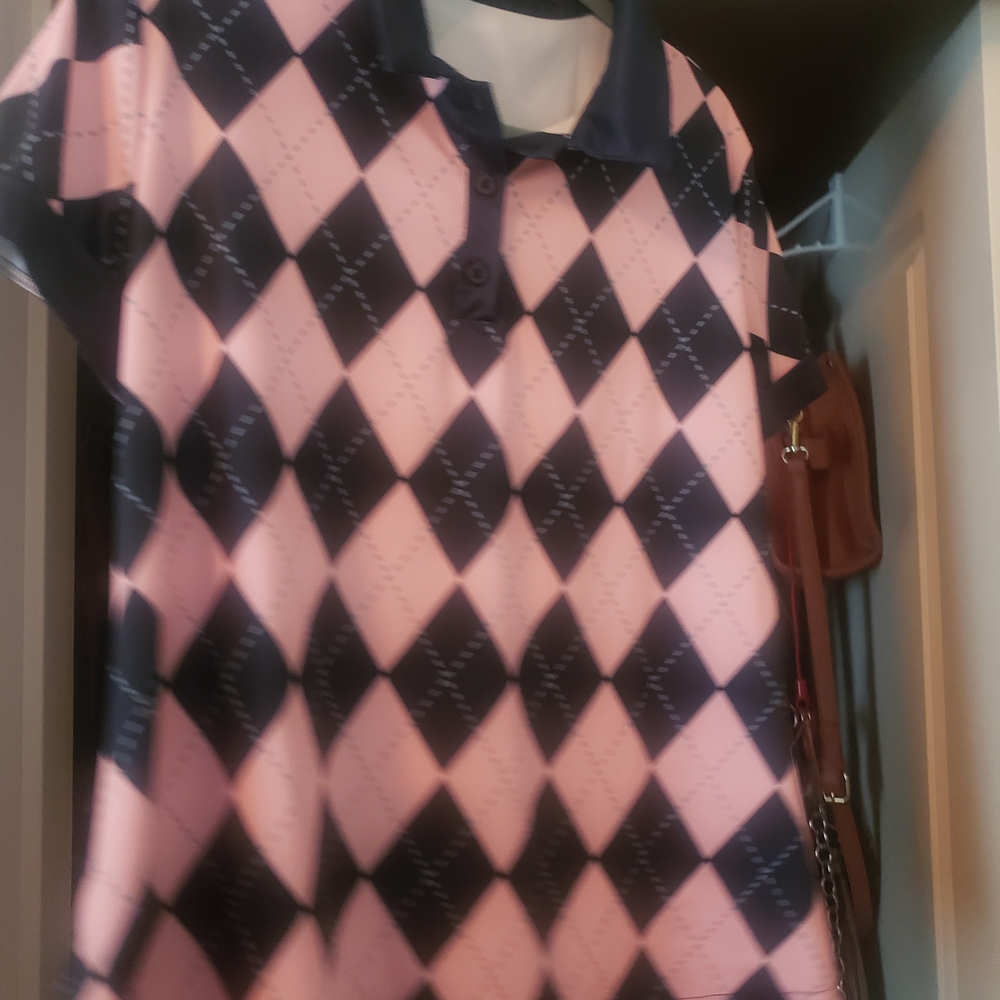 Pink and Black Argyle Polo Shirt